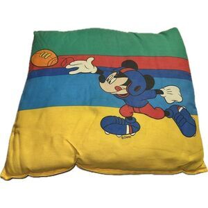 Vintage 90’s Disney Mickey Goofy Football‎ Pillow 18” x 18”